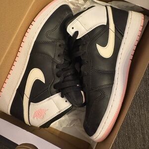 Nike Jordan size 5.5y like new Black and White Sneakers with Pink Accents